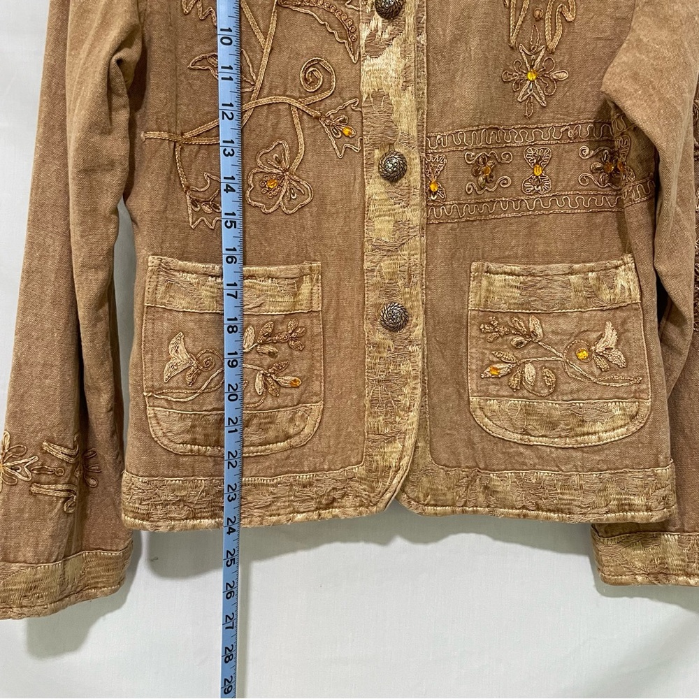 Flashback Women's Embroidered Brown Jean Jacket - Picture 11 of 13